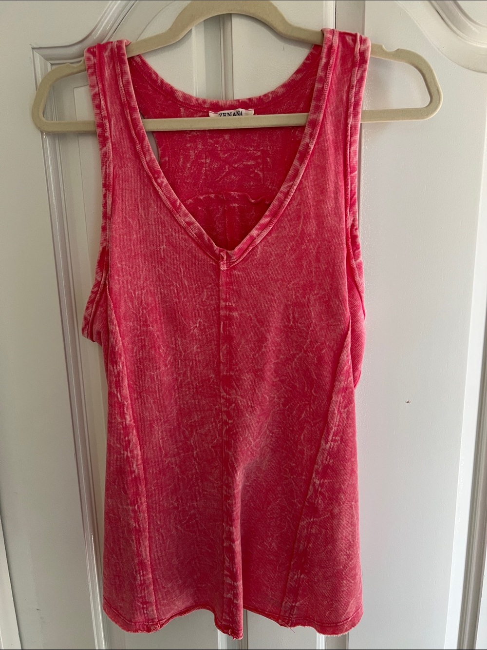 Zenana Outfitters pink/orange Mineral Wash V-Neck Tank